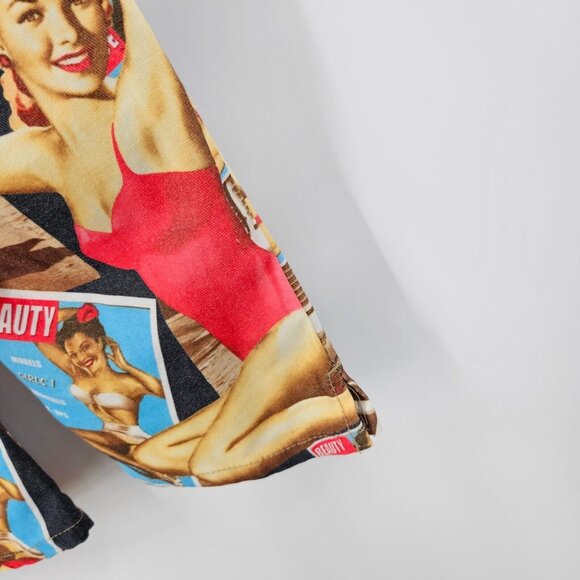 Buffalo Jeans y2k 2000s Pin-up Girl Magazine Printed Retro Cropped Denim Size 24 - Picture 5 of 6